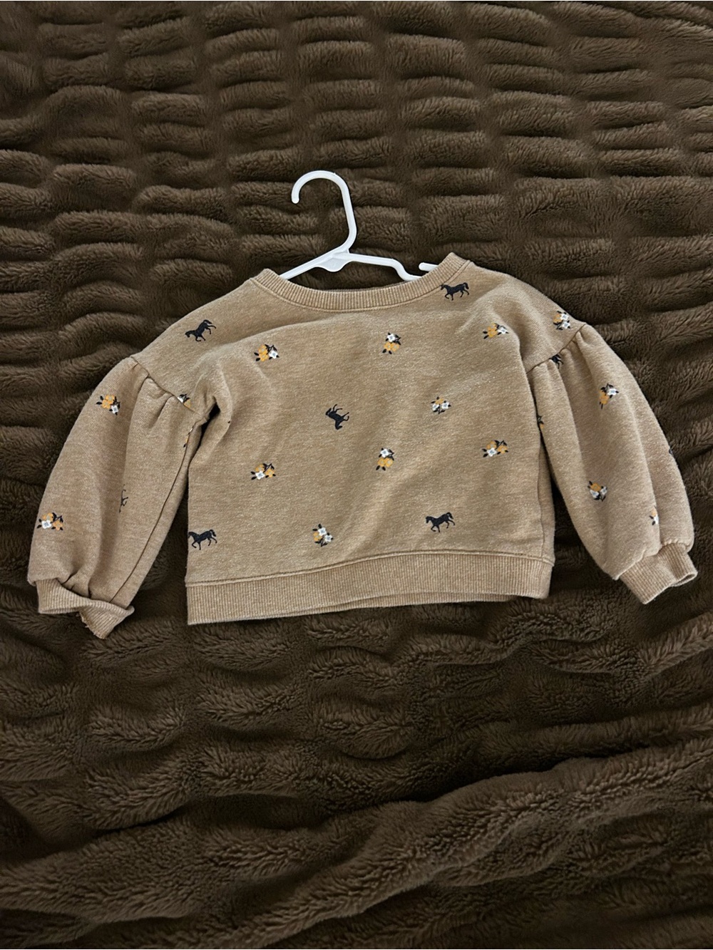 Janie & Jack Neutral Tan Horse-Print Sweatshirt